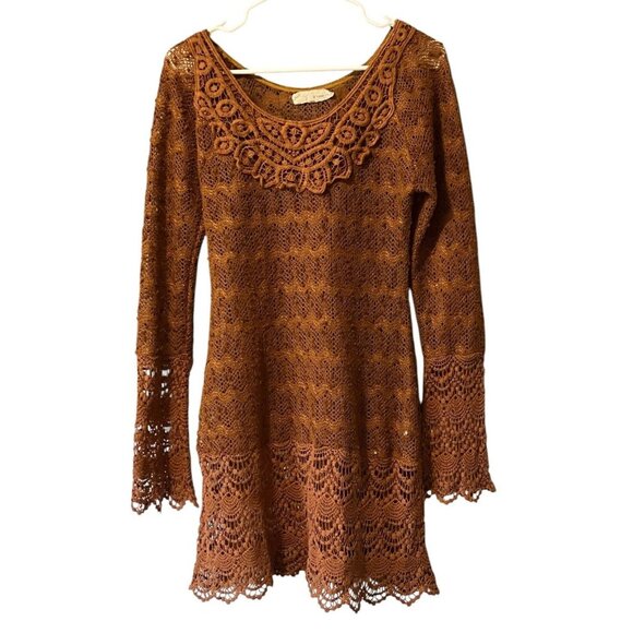 A'REVE ANTHROPOLOGIE Size Medium Crochet Lace Dress Bohemian Boho Designer Hippi - Picture 1 of 13